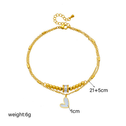 Boho Double-Layer Heart Anklet
