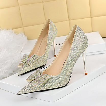 Sweet Women''s Princess Wedding Shoes Thin High Heels Shallow Mouth