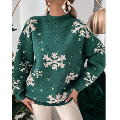 Fluffy Christmas Snowflake Knit Sweater