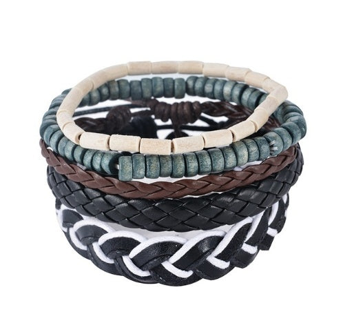 Vintage Leather Bead Wrap Bracelet