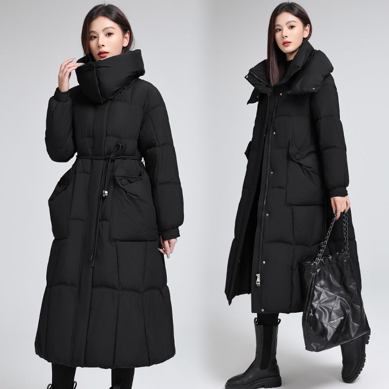Knee-Length Padded Cotton Coat