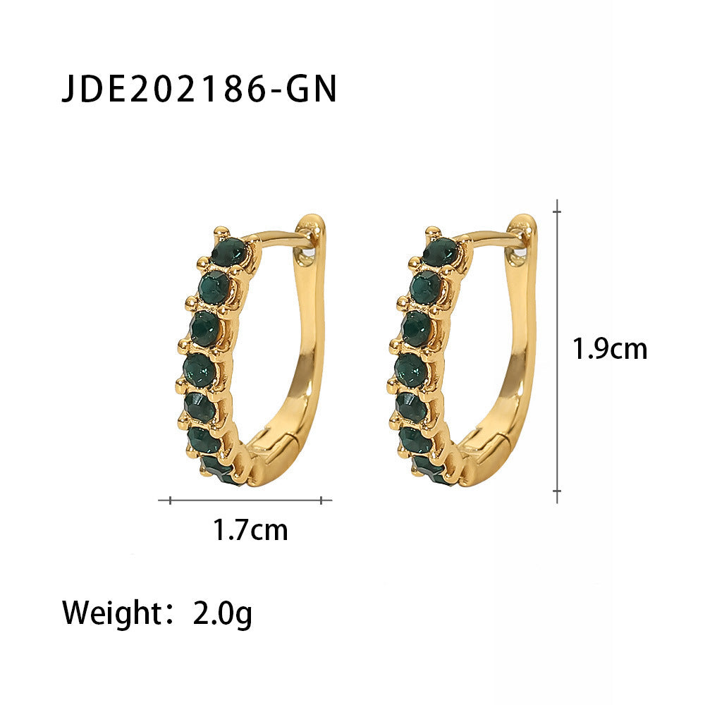 New Fashion Wild 18K Gold Plated White Square Crystal Zircon Hoop Earrings