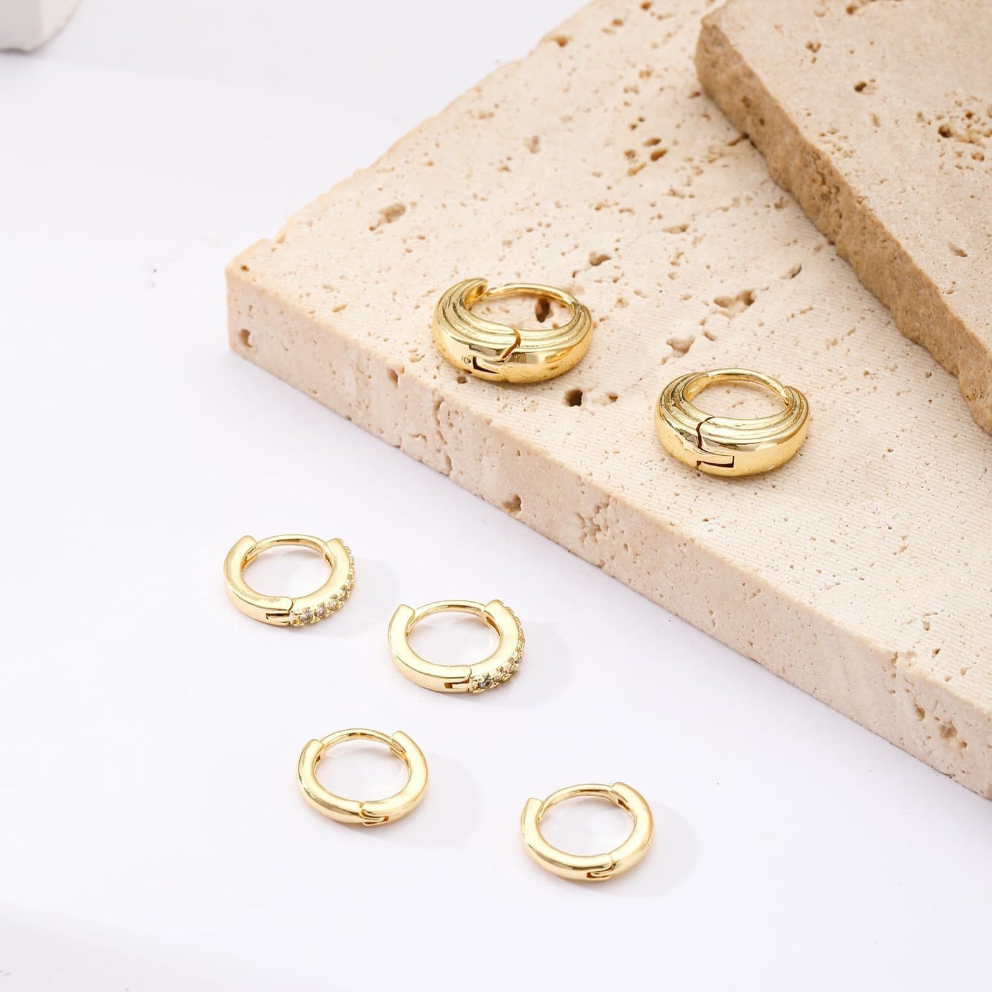 Gold Hoop Earrings 14K Goldwhite Gold Plated Earrings