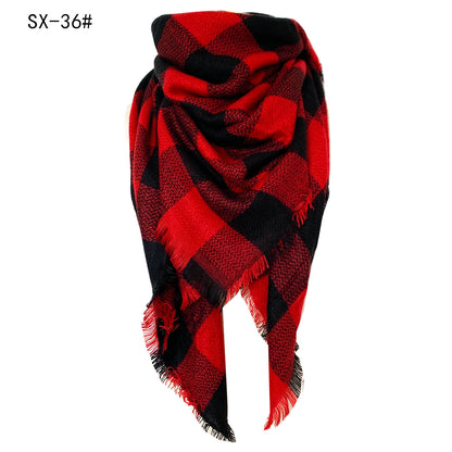 Cashmere-like Colorful Plaid Square Scarf
