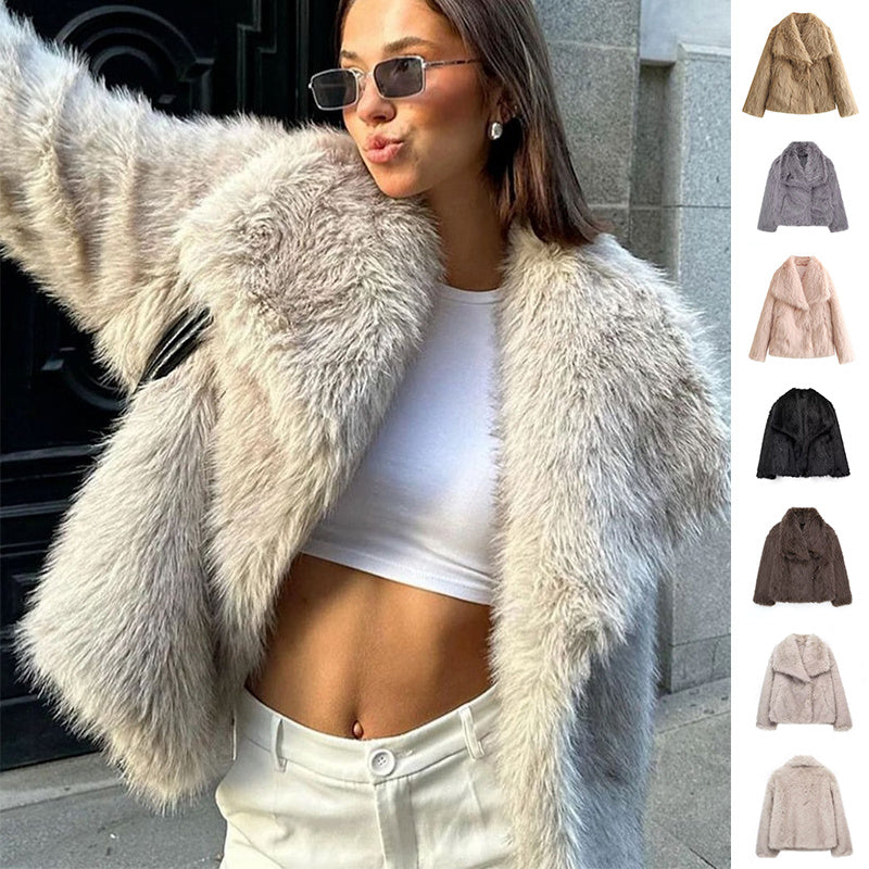 Women’s Winter Plush Fluffy Lapel Jacket