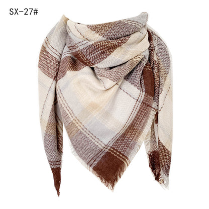 Cashmere-like Colorful Plaid Square Scarf