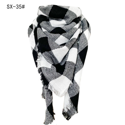 Cashmere-like Colorful Plaid Square Scarf