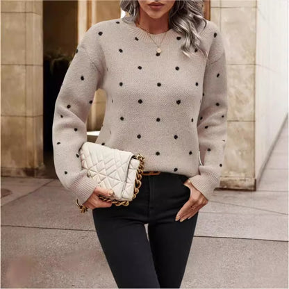 Polka Dot Jacquard Knit Sweater