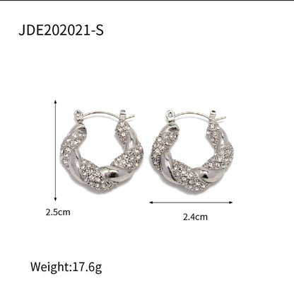 New Fashion Wild 18K Gold Plated White Square Crystal Zircon Hoop Earrings