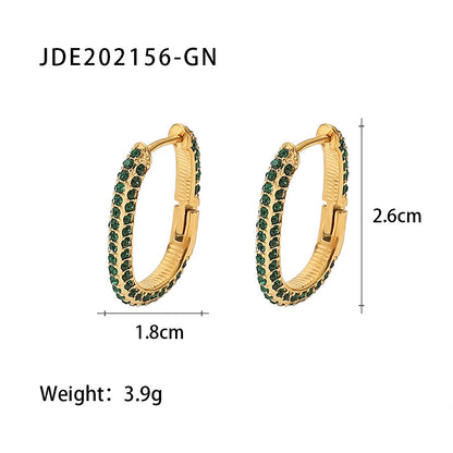 New Fashion Wild 18K Gold Plated White Square Crystal Zircon Hoop Earrings