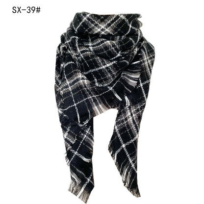 Cashmere-like Colorful Plaid Square Scarf