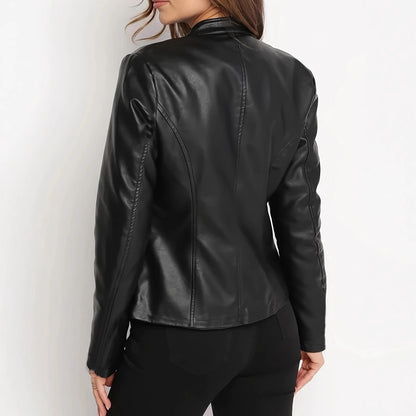 Slim-Fit Short Leather Jacket