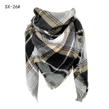 Cashmere-like Colorful Plaid Square Scarf