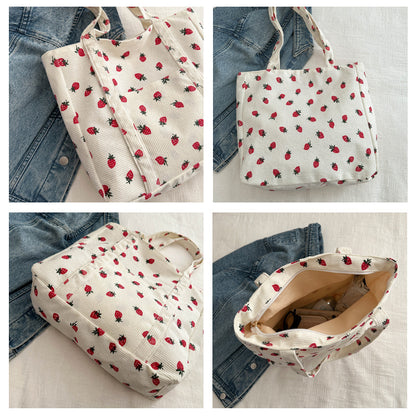 Corduroy Strawberries Tote Bag