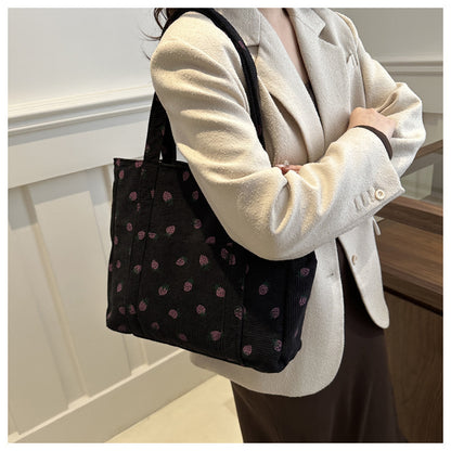 Corduroy Strawberries Tote Bag