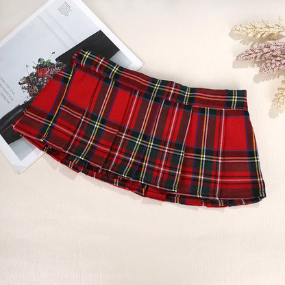 Ultrashort Jk Skirts Plaid Cosplay Costume Skirt Japanese Style Summer Schoolgirl Pleated Skirts Vintage Sexy Clubwear Skirt