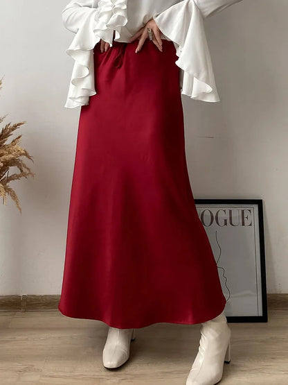 Elegant Satin Maxi Skirt