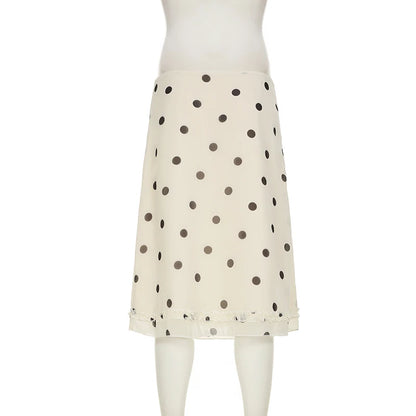 Elegant Polka Dot Midi Skirt