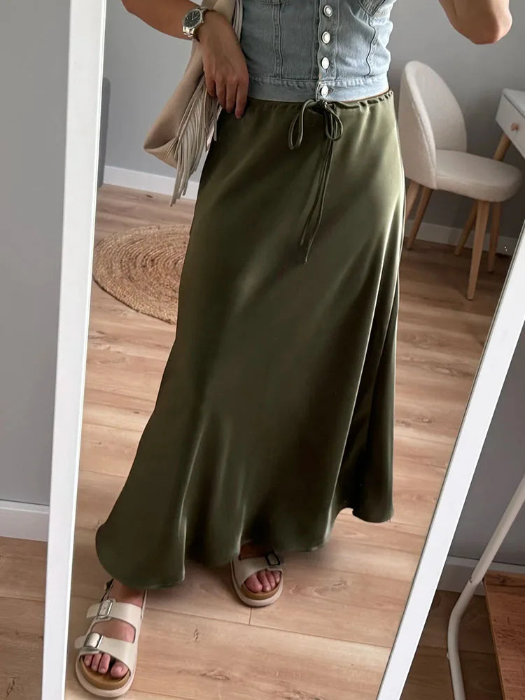 Elegant Satin Maxi Skirt