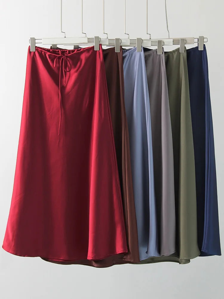 Elegant Satin Maxi Skirt