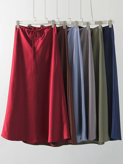 Elegant Satin Maxi Skirt