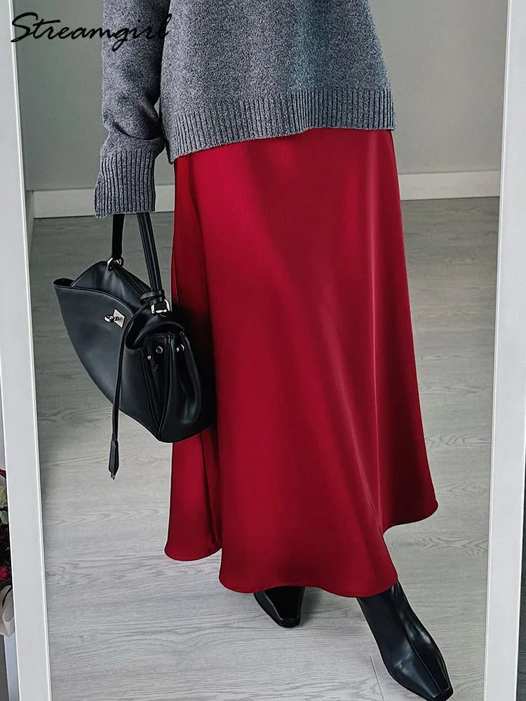 Elegant Satin Maxi Skirt