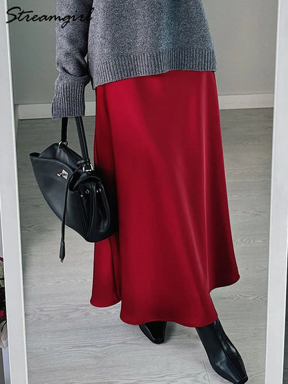 Elegant Satin Maxi Skirt