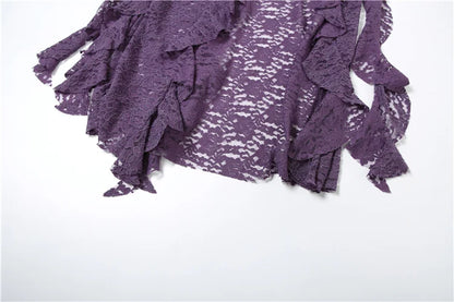 Nibber Tassels Women Skirts Irregular Hem Multi-Layered Ruffles Lace Patchwork Sweet Summer Trend Daily Skinny Versatile Bottoms