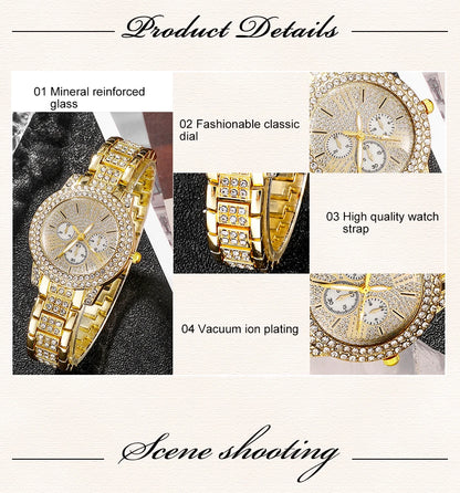 Luxury Gold Watch Jewelry Set