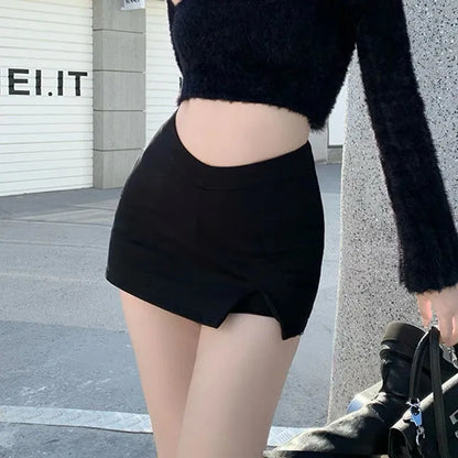 Black Split Mini Skirt