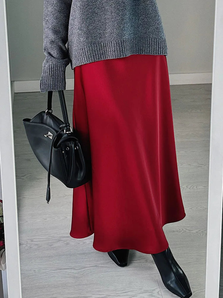 Elegant Satin Maxi Skirt