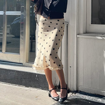 Elegant Polka Dot Midi Skirt
