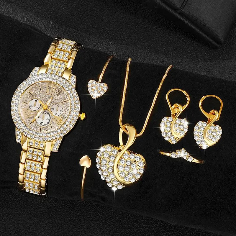 Luxury Gold Watch Jewelry Set