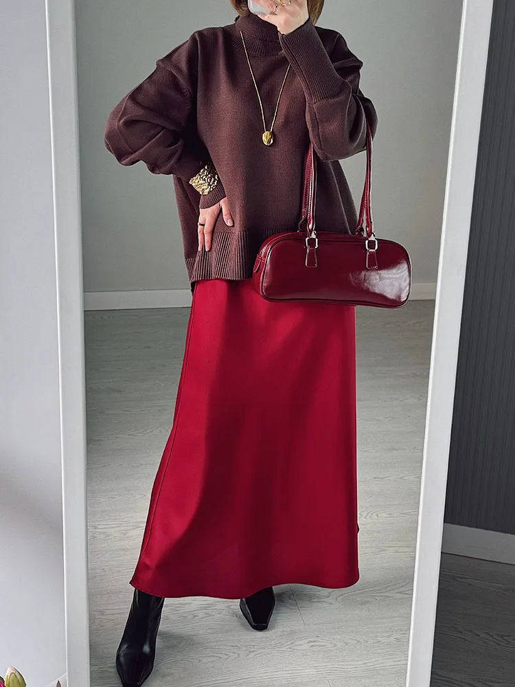 Elegant Satin Maxi Skirt