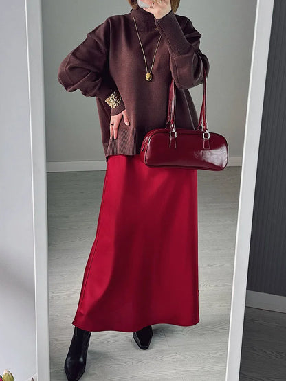 Elegant Satin Maxi Skirt