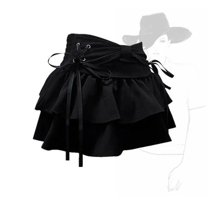 New Fashion Women Hot Girl Sweet Kawaii Bow Vintage Y2k Clothes American Streetwear Sexy Summer A-line Gothic Mini Denim Skirts