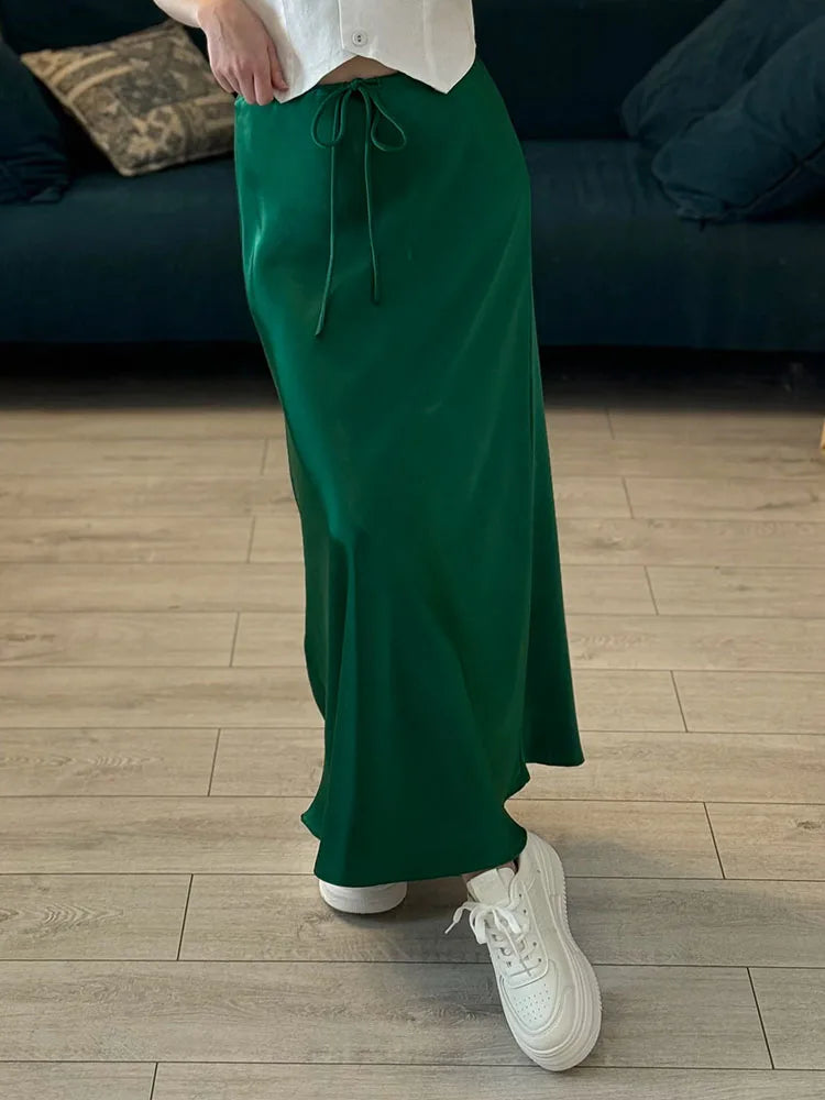 Elegant Satin Maxi Skirt