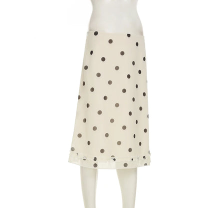 Elegant Polka Dot Midi Skirt