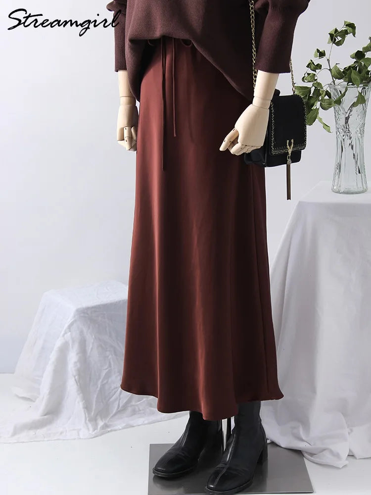 Elegant Satin Maxi Skirt