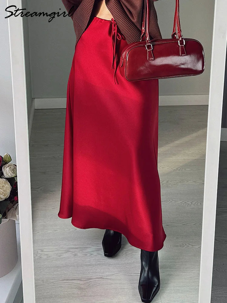 Elegant Satin Maxi Skirt