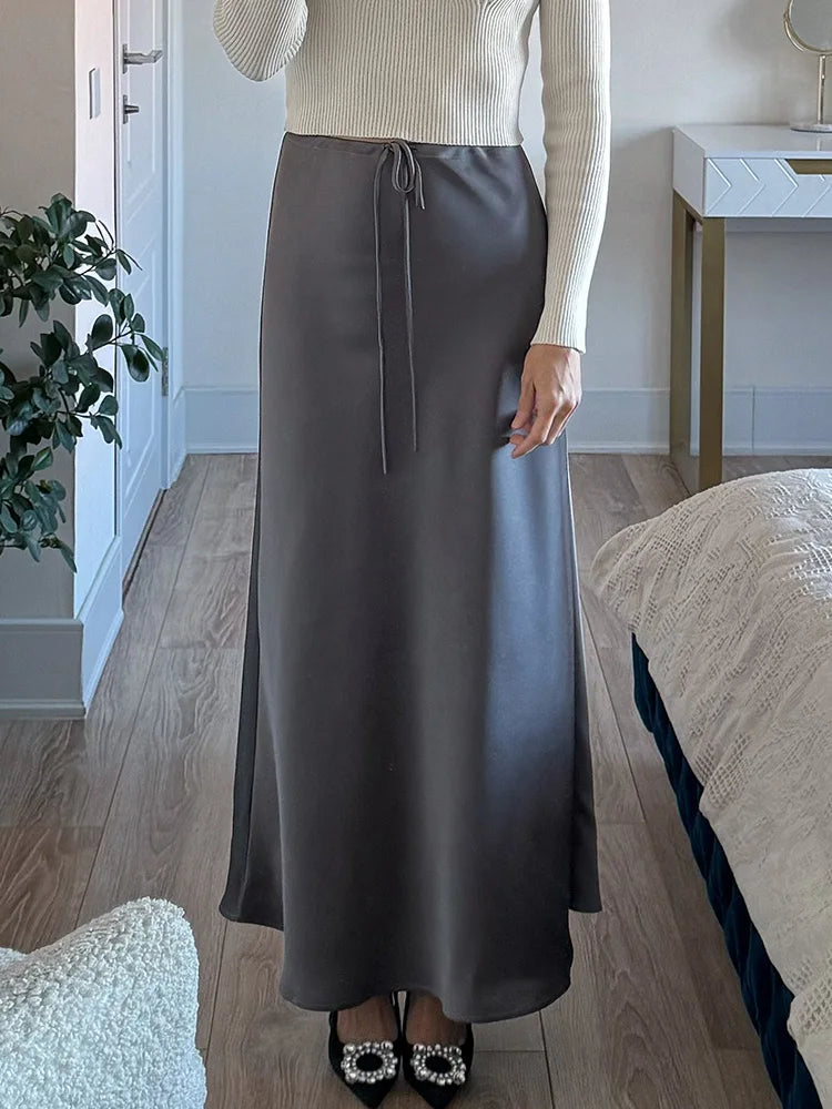 Elegant Satin Maxi Skirt