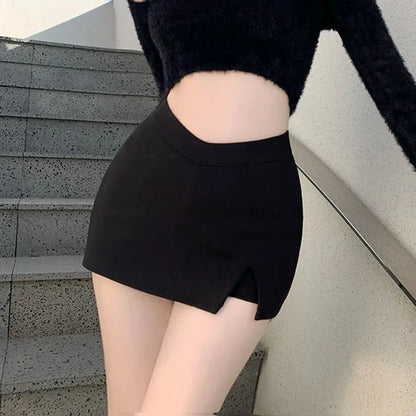 Black Split Mini Skirt