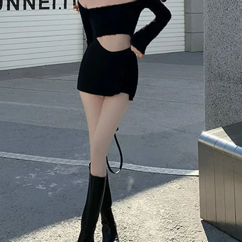 Black Split Mini Skirt