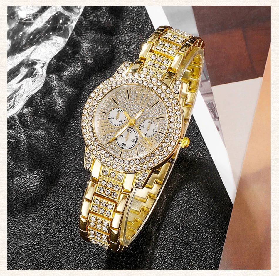 Luxury Gold Watch Jewelry Set