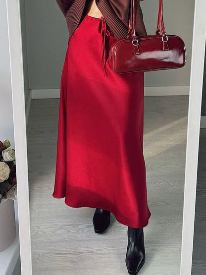 Elegant Satin Maxi Skirt