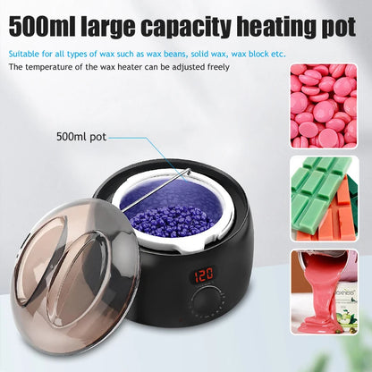 Wax Heater 500ML Set with Digital Display + 200g Wax Beans