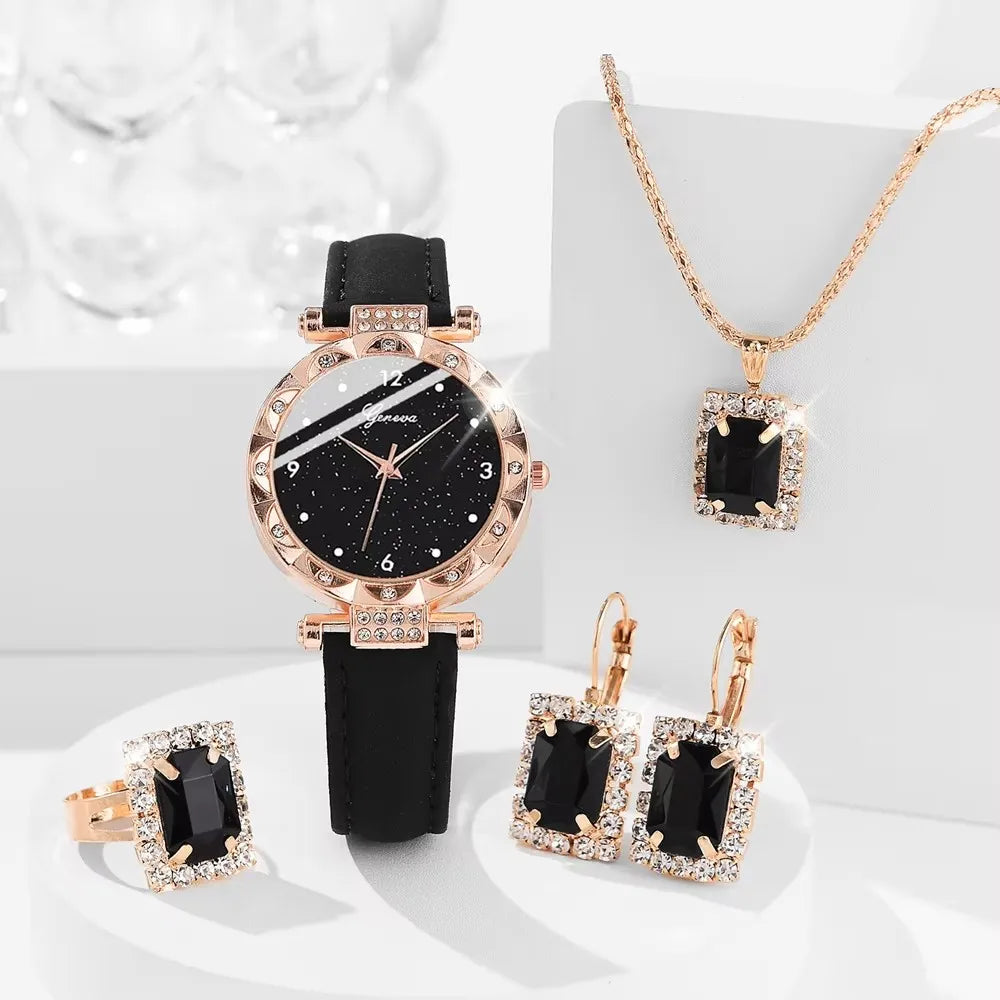 Luxury Gold Watch Jewelry Set