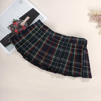 Ultrashort Jk Skirts Plaid Cosplay Costume Skirt Japanese Style Summer Schoolgirl Pleated Skirts Vintage Sexy Clubwear Skirt