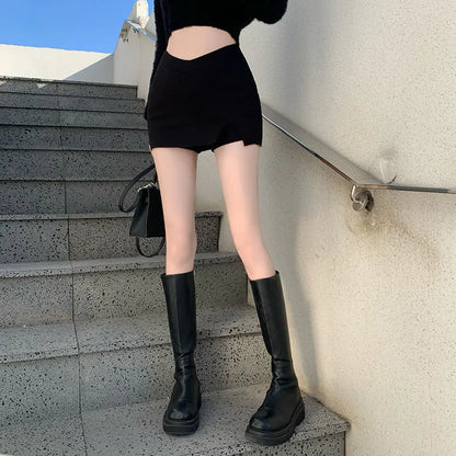 Black Split Mini Skirt