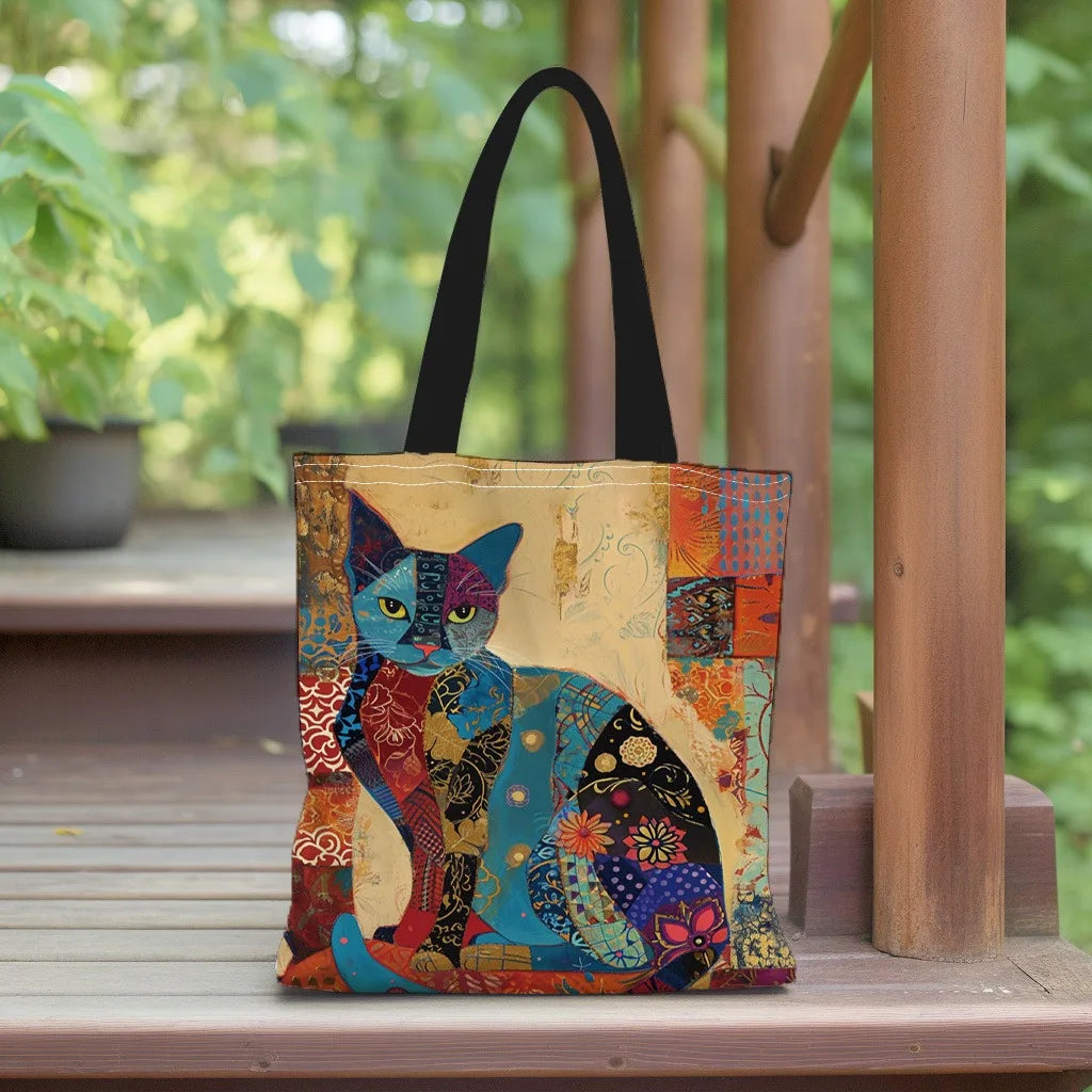 Floral Cat Tote Bag